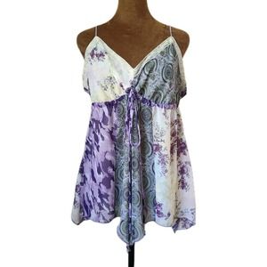 Y2k Mix It Babydoll Top Size‎ XL Petite Patchwork Purple Layered Fairy Whimsy